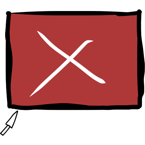  a cursor points to a red box with a white X